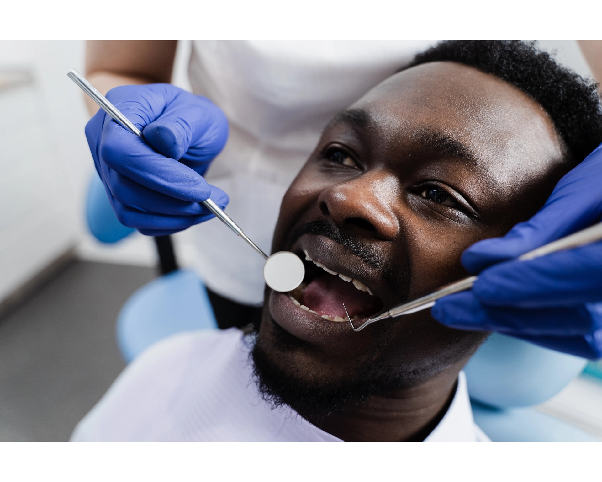 Happy patient during dental examination